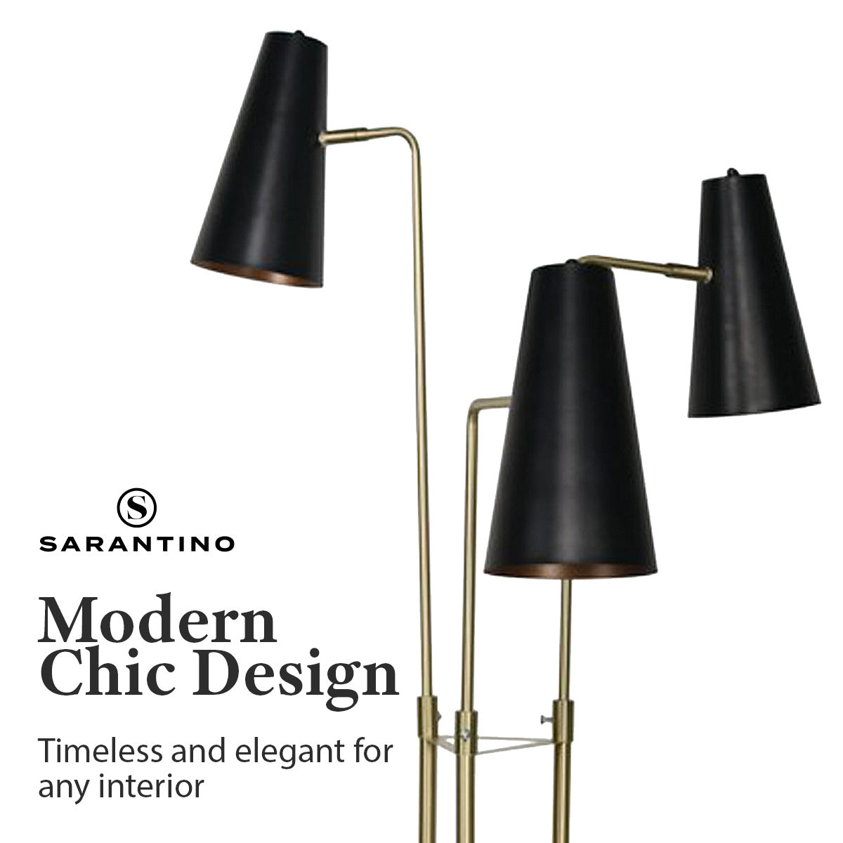 Sarantino Three Metal Shade Modern Floor Lamp