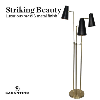 Sarantino Three Metal Shade Modern Floor Lamp