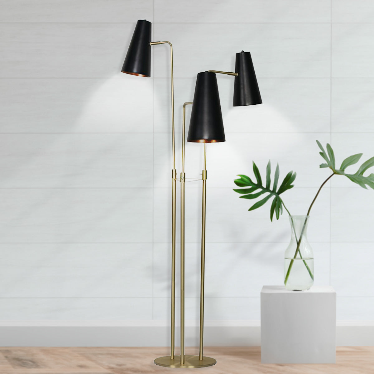 Sarantino Three Metal Shade Modern Floor Lamp