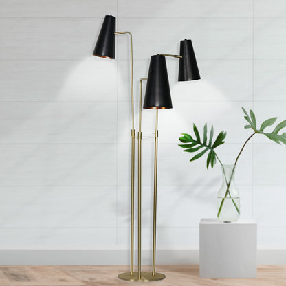 Sarantino Three Metal Shade Modern Floor Lamp