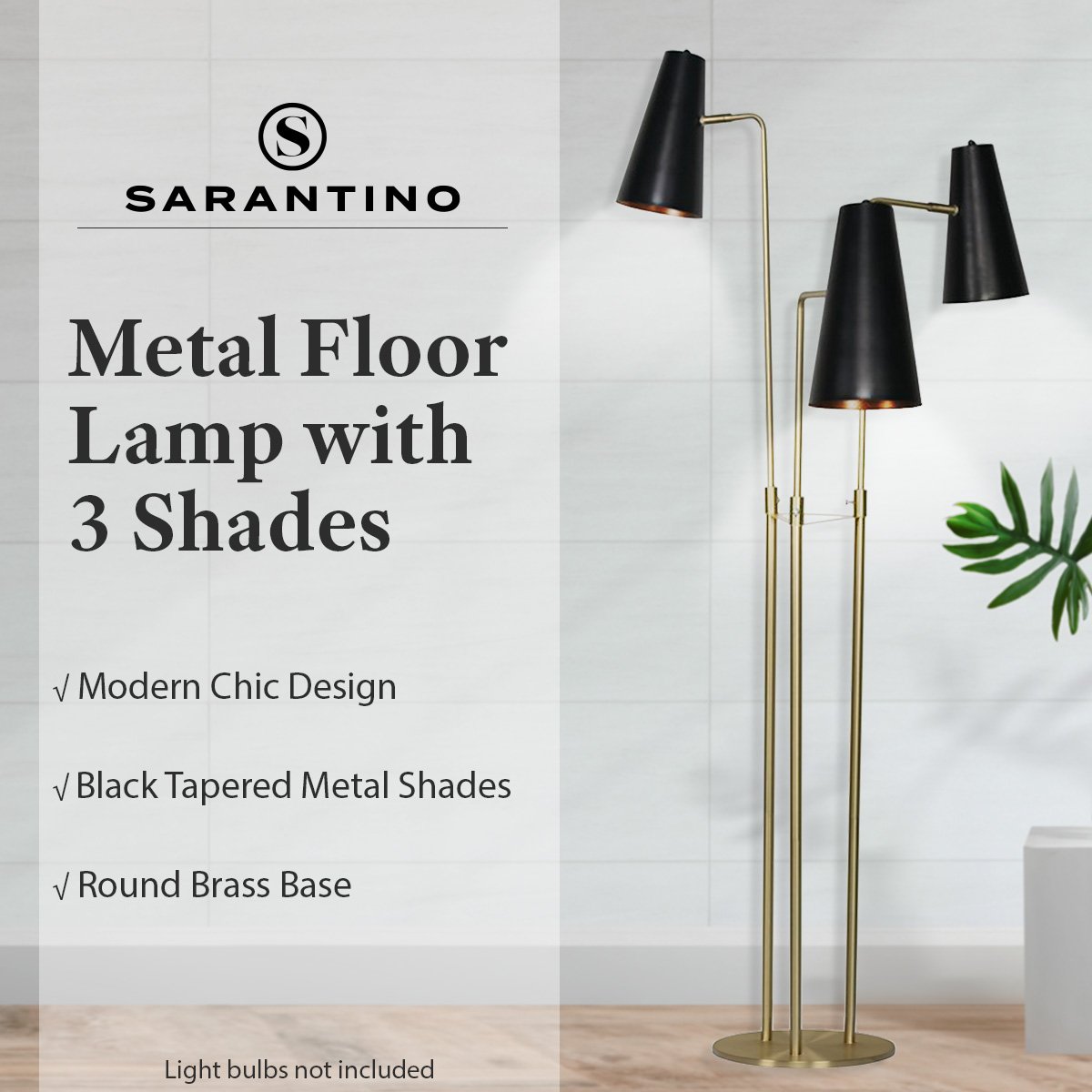 Sarantino Three Metal Shade Modern Floor Lamp