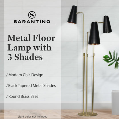 Sarantino Three Metal Shade Modern Floor Lamp