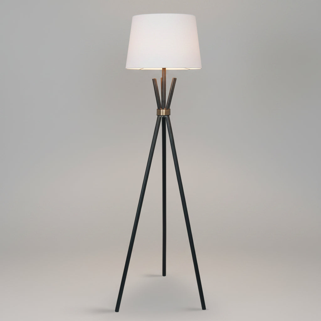 Sarantino Tripod Floor Lamp in Metal and Antique Brass