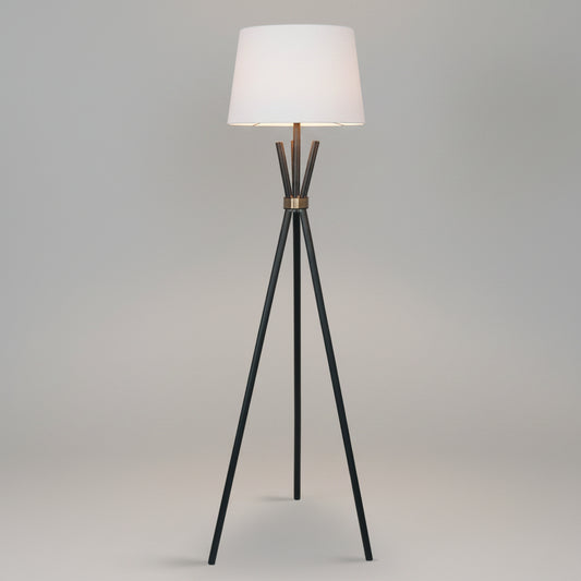 Sarantino Tripod Floor Lamp in Metal and Antique Brass