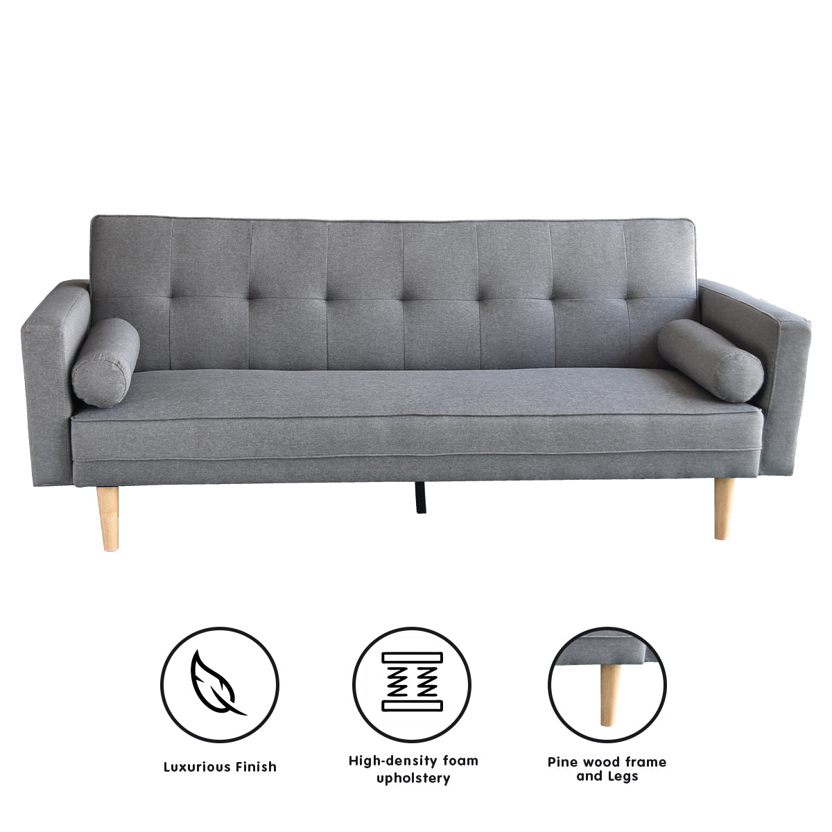Sarantino Madison Sofa Bed Light Grey Linen Suite