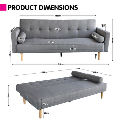 Sarantino Madison Sofa Bed Light Grey Linen Suite