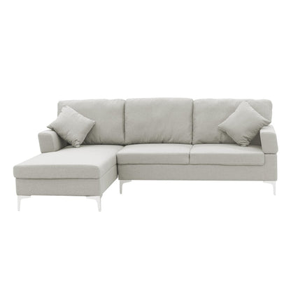 Sarantino Linen Corner Sofa w/Right Chaise Seat - Light Grey