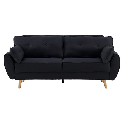 Sarantino 3 Seater Modular Linen Fabric Sofa Bed- Black