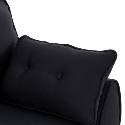 Sarantino 3 Seater Modular Linen Fabric Sofa Bed- Black