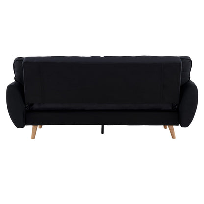 Sarantino 3 Seater Modular Linen Fabric Sofa Bed- Black