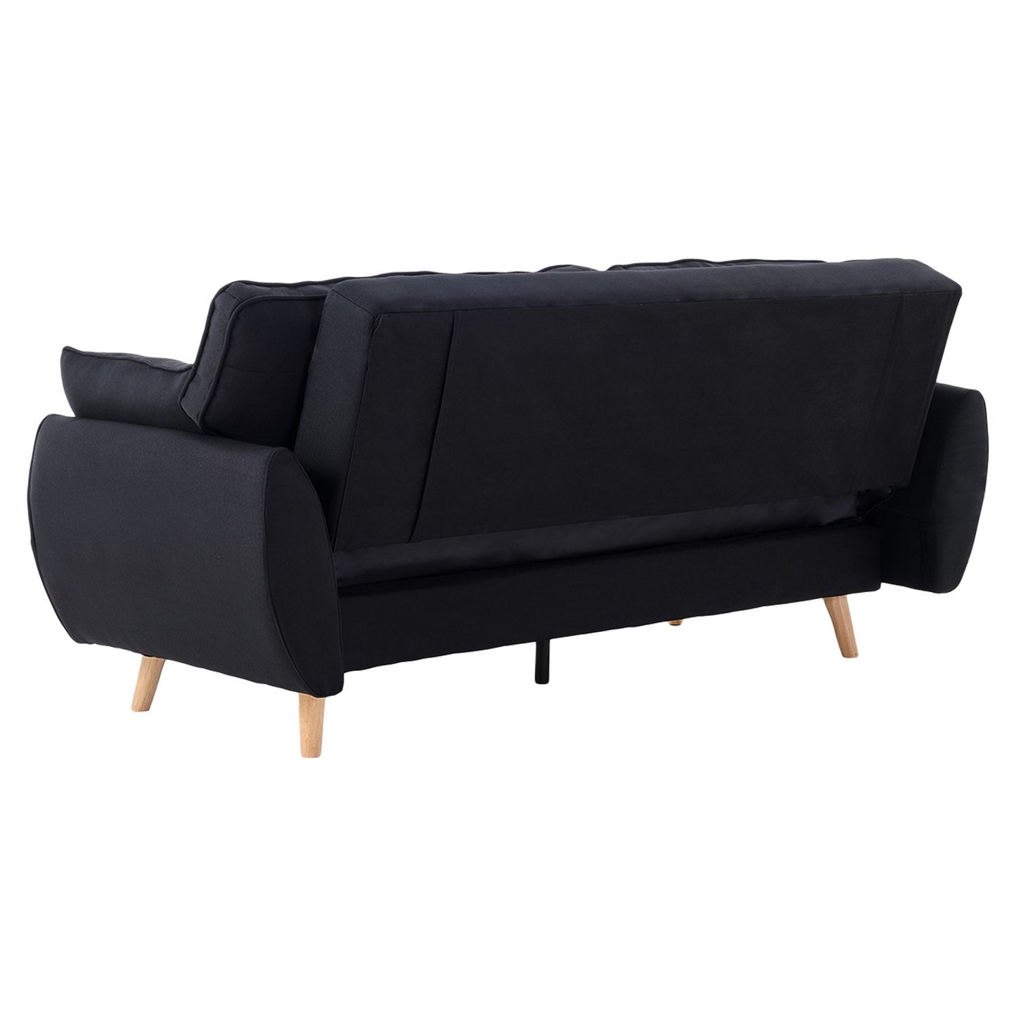 Sarantino 3 Seater Modular Linen Fabric Sofa Bed - Black