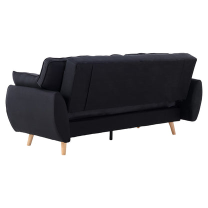 Sarantino 3 Seater Modular Linen Fabric Sofa Bed- Black