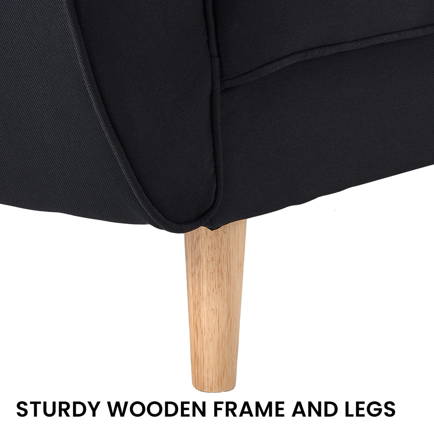 Sarantino 3 Seater Modular Linen Fabric Sofa Bed - Black