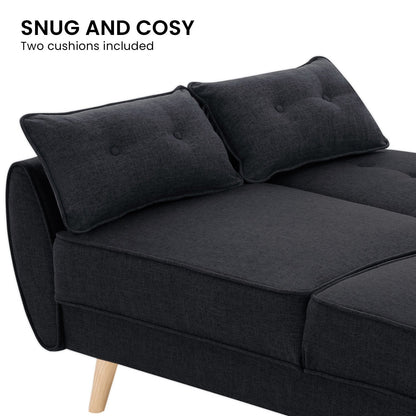 Sarantino 3 Seater Modular Linen Fabric Sofa Bed- Black