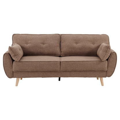 Sarantino 3 Seater Modular Linen Fabric Sofa Bed- Brown