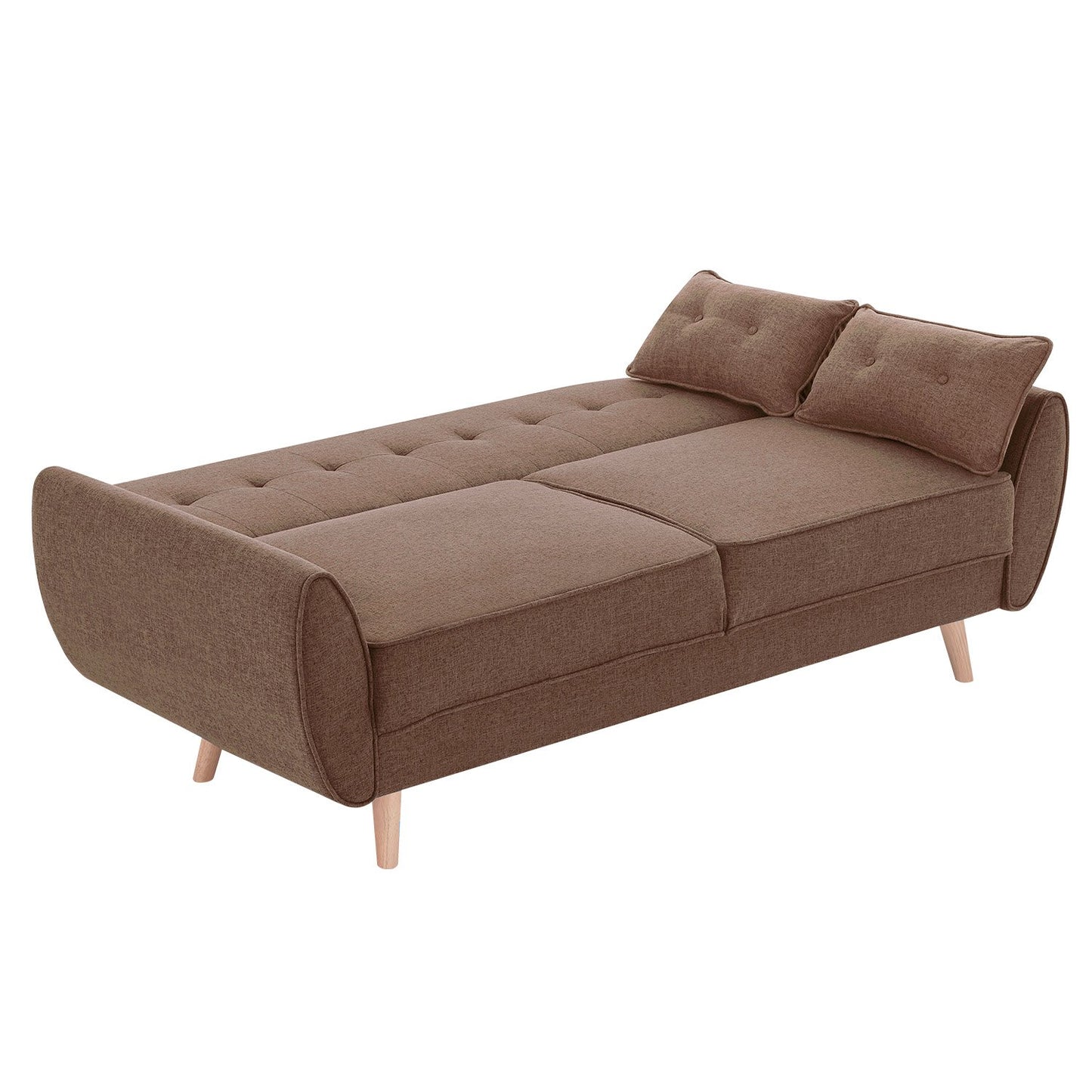 Sarantino 3 Seater Modular Linen Fabric Sofa Bed - Brown