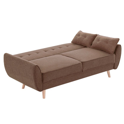 Sarantino 3 Seater Modular Linen Fabric Sofa Bed- Brown