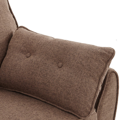 Sarantino 3 Seater Modular Linen Fabric Sofa Bed- Brown