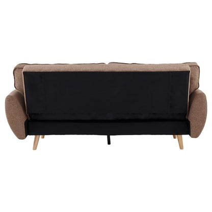 Sarantino 3 Seater Modular Linen Fabric Sofa Bed- Brown