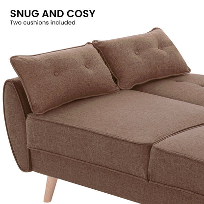 Sarantino 3 Seater Modular Linen Fabric Sofa Bed- Brown