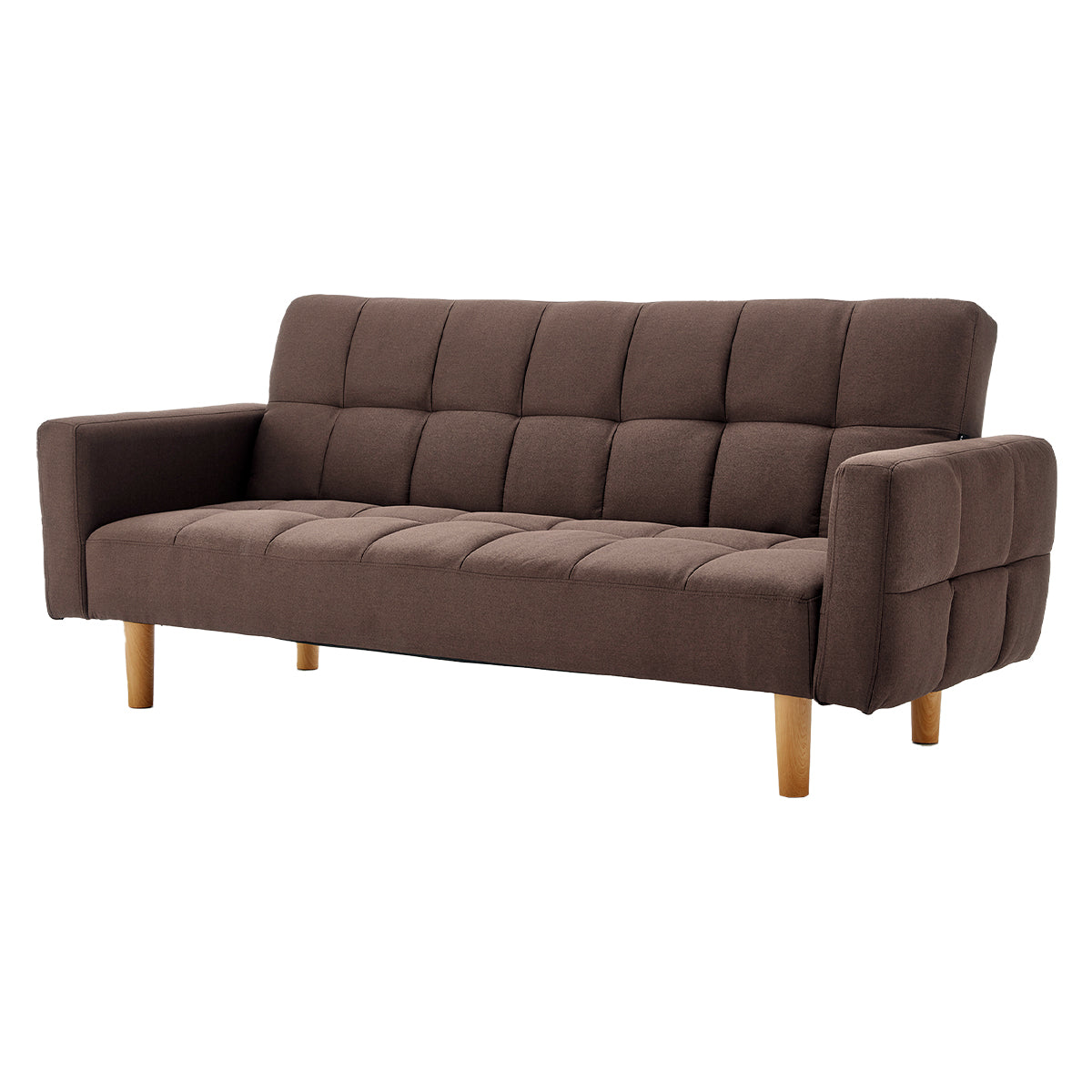 Sarantino 3-Seater Fabric Sofa Bed - Brown