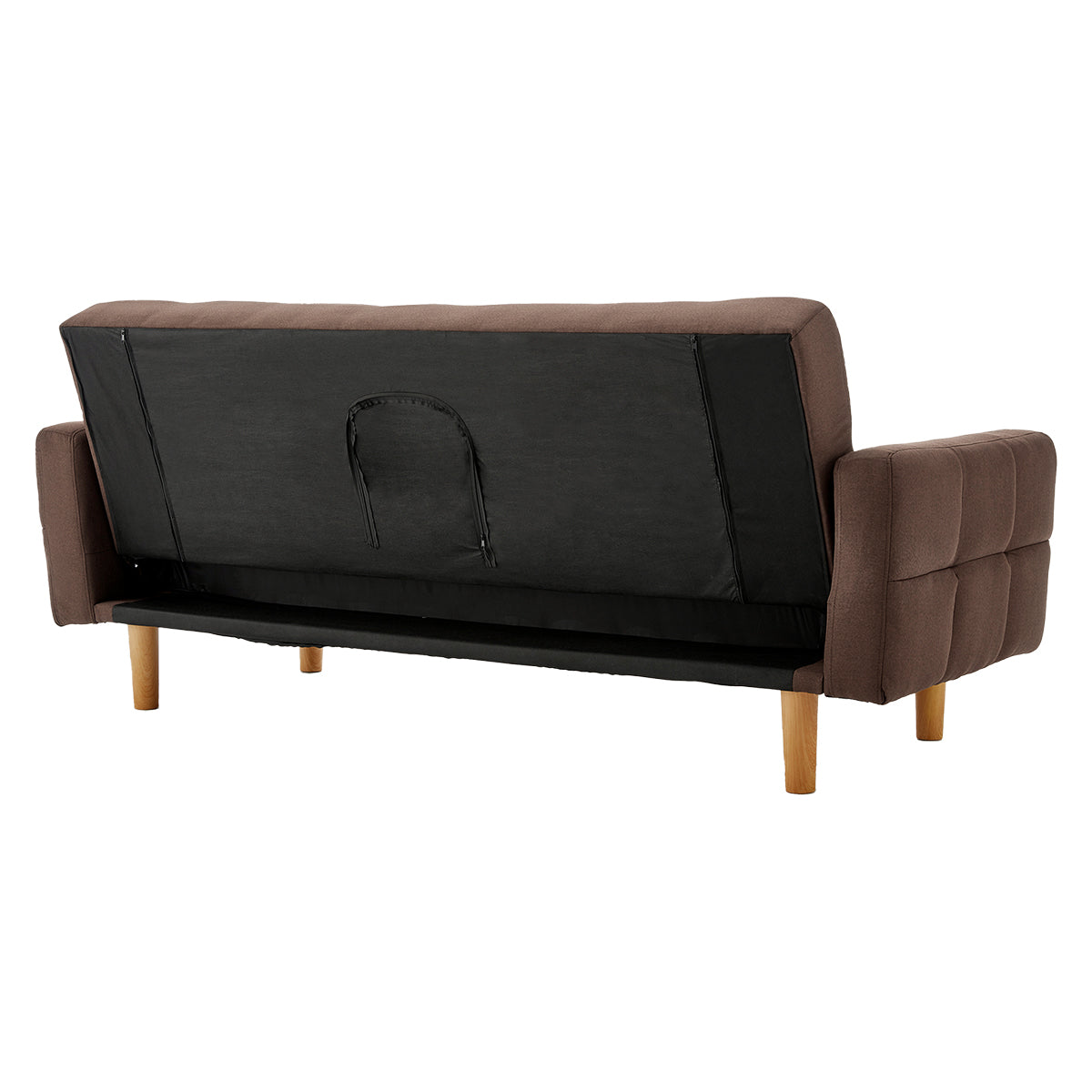 Sarantino 3-Seater Fabric Sofa Bed - Brown