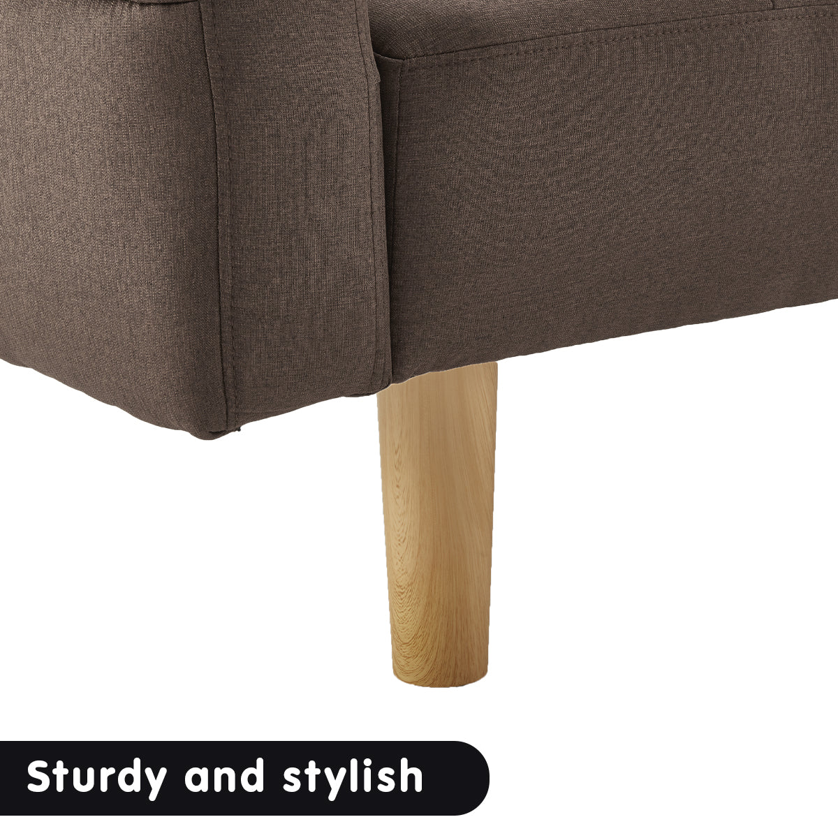 Sarantino 3-Seater Fabric Sofa Bed - Brown