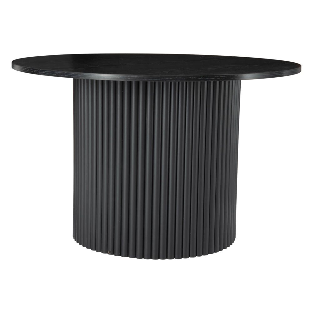 Luxe Black Ribbed Modern Coffee Table