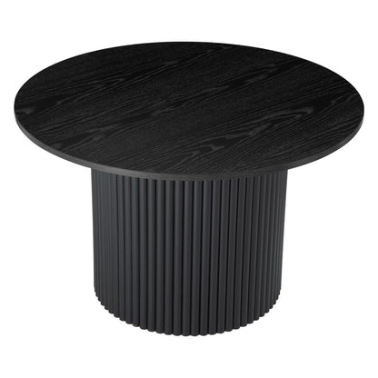 Luxe Black Ribbed Modern Coffee Table