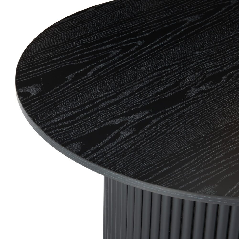 Luxe Black Ribbed Modern Coffee Table