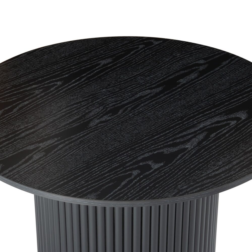 Luxe Black Ribbed Modern Coffee Table