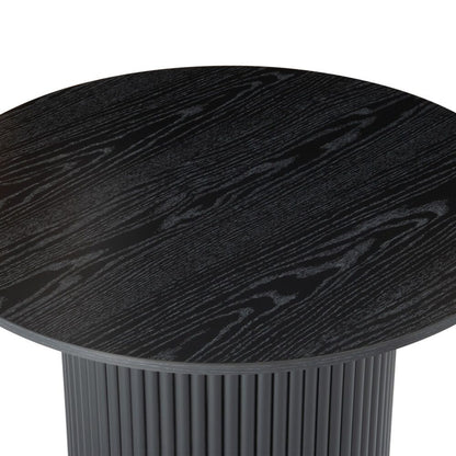 Luxe Black Ribbed Modern Coffee Table