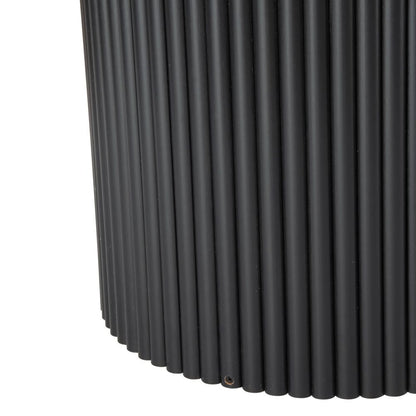 Luxe Black Ribbed Modern Coffee Table