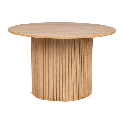Luxe Ribbed Round Modern Coffee Table Wooden