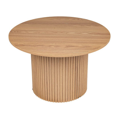 Luxe Ribbed Round Modern Coffee Table Wooden