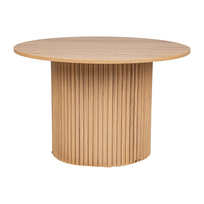 Luxe Ribbed Round Modern Coffee Table Wooden