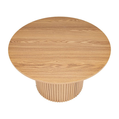 Luxe Ribbed Round Modern Coffee Table Wooden