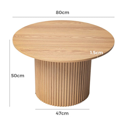 Luxe Ribbed Round Modern Coffee Table Wooden