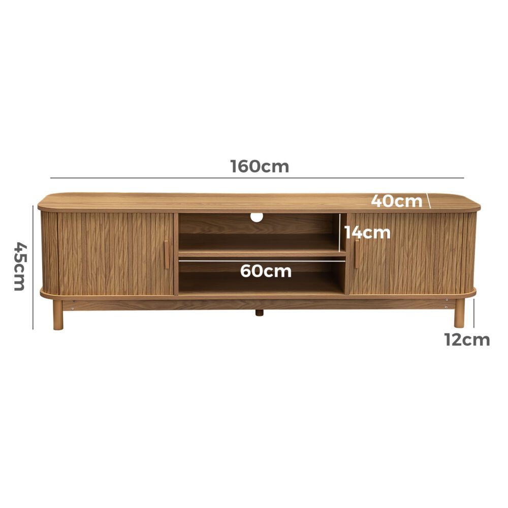 Ribbed Natural Entertainment Unit 160cm