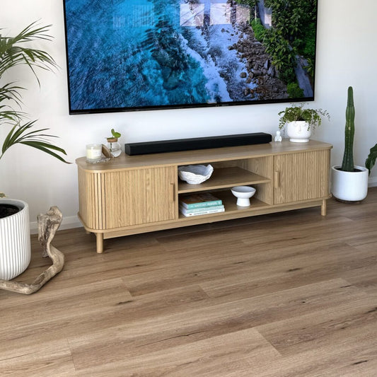 Ribbed Natural Entertainment Unit 160cm