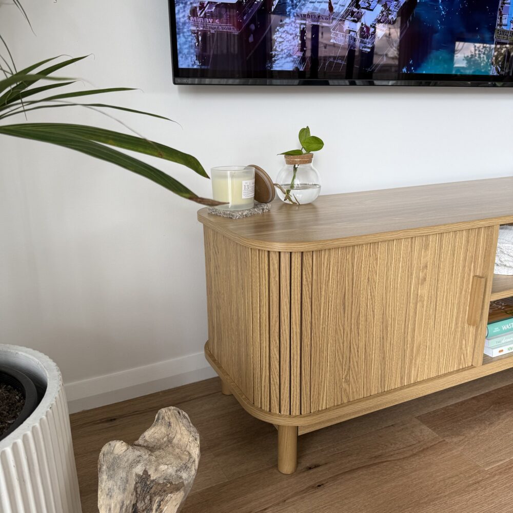 Ribbed Natural Entertainment Unit 160cm
