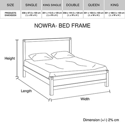 Nowra Bed Frame in Solid Wood Veneered Acacia- Oak