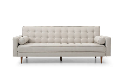 Sofa Bed 3 Seater Button Tufted Beige Colour