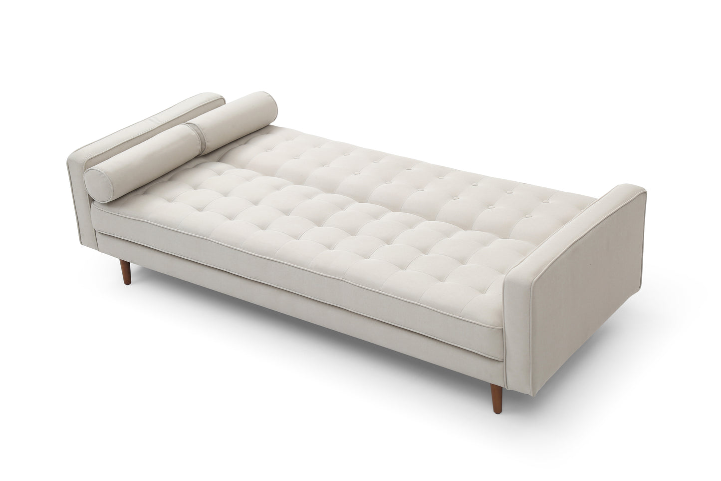 Sofa Bed 3 Seater Button Tufted Beige Colour