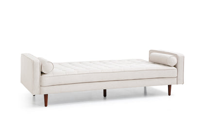 Sofa Bed 3 Seater Button Tufted Beige Colour