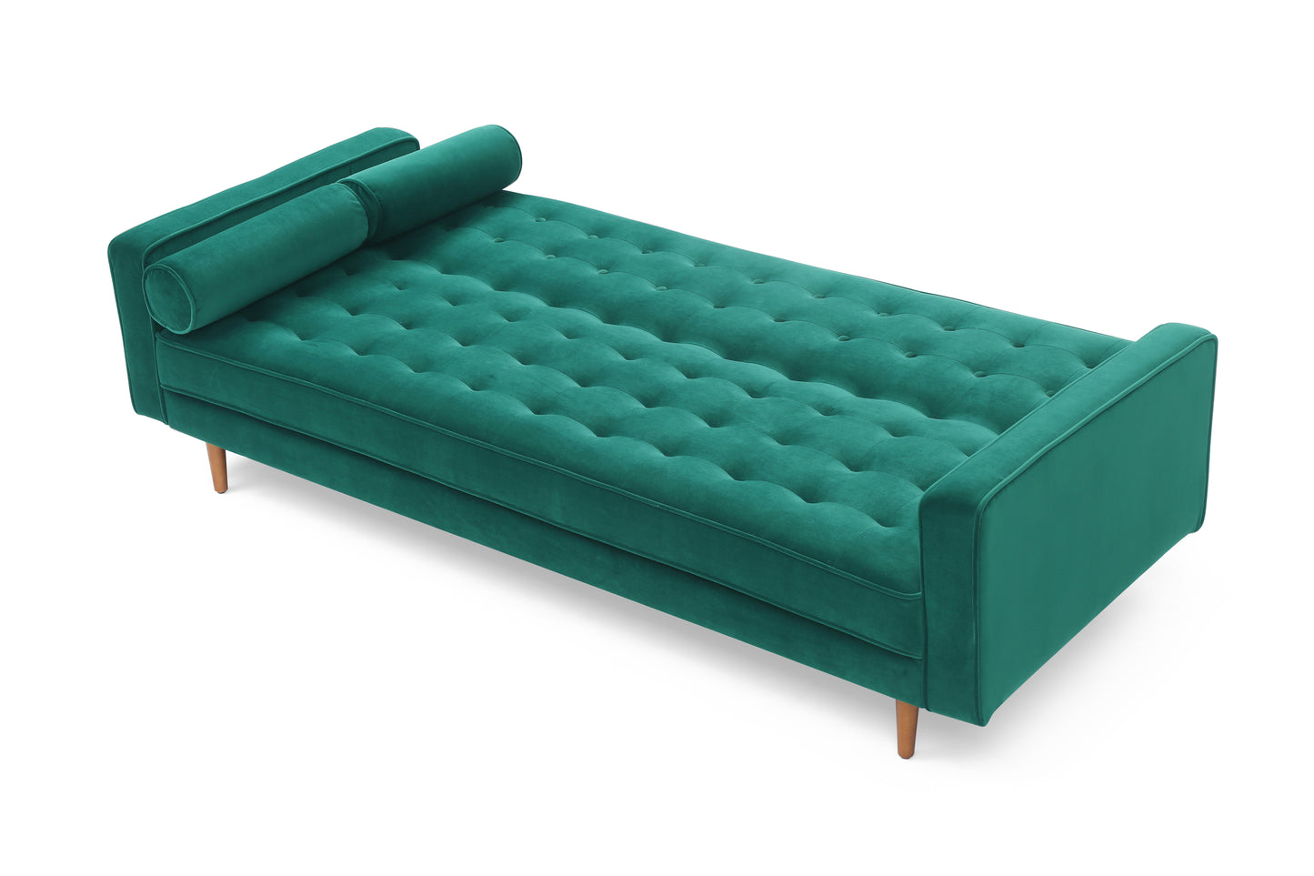 Sofa Bed 3 Seater Button Tufted Velvet Green Colour