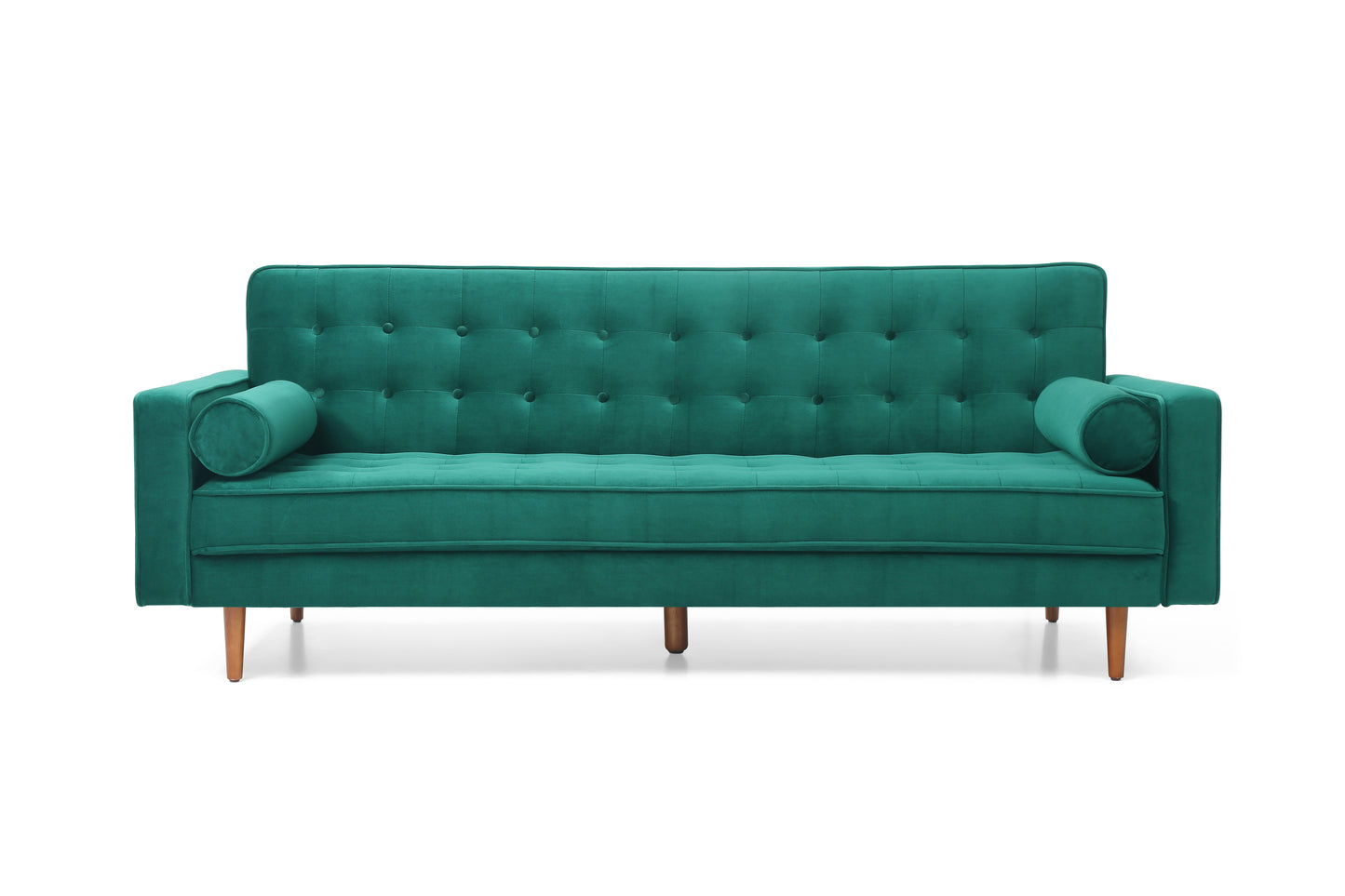 Sofa Bed 3 Seater Button Tufted Velvet Green Colour