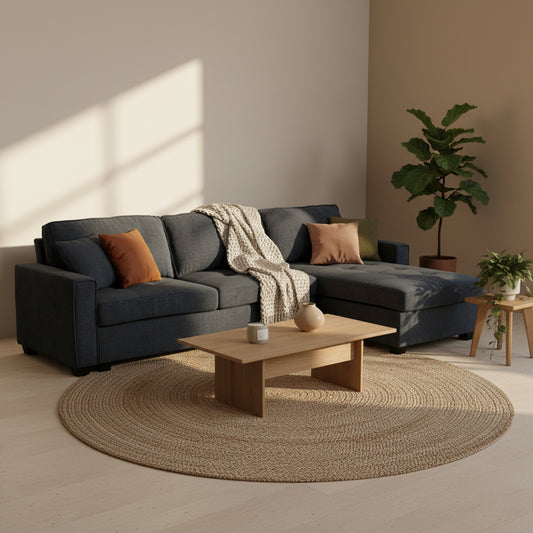 Milano Fabric Chaise Sofa – Charcoal