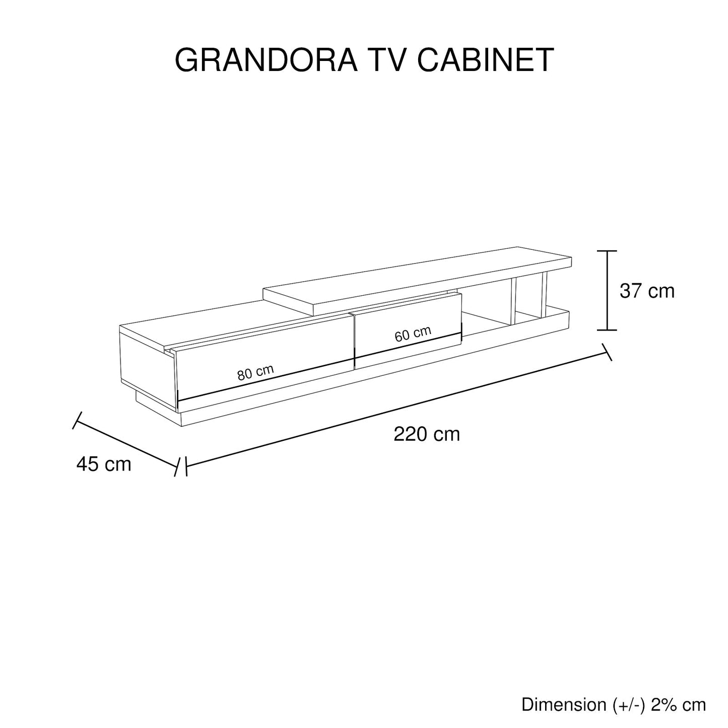 TV Cabinet with 2 Storage Drawers