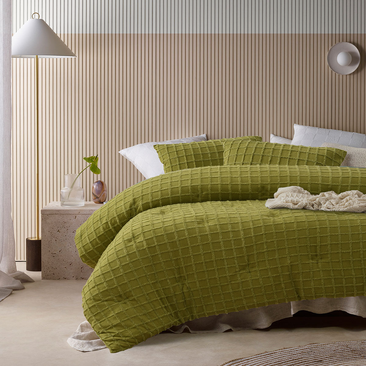 Vintage Design Homewares Parquet Cacti Green Comforter Set - Queen